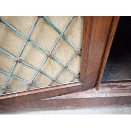 581 - A Victorian rosewood marble top Side Cabinet with white marble top above three doors with metal trel... 