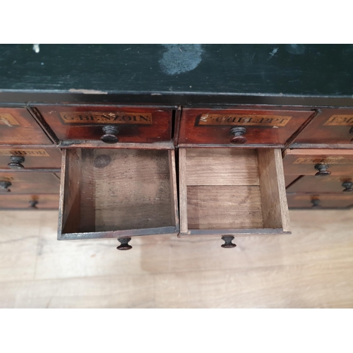 598 - A bank of Apothecary's Drawers, each labelled for artist's materials in later carcass, 6ft 2in x 1ft... 