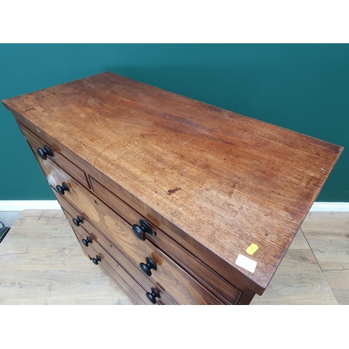 602 - A 19th Century mahogany Chest with two short drawers above cross-banded deep drawer and three long d... 