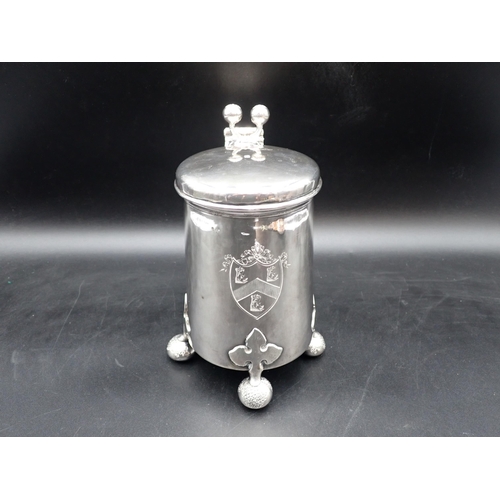 61 - A George III silver Tankard in the Scandinavian style with hinged lid having double bud thumb piece,... 