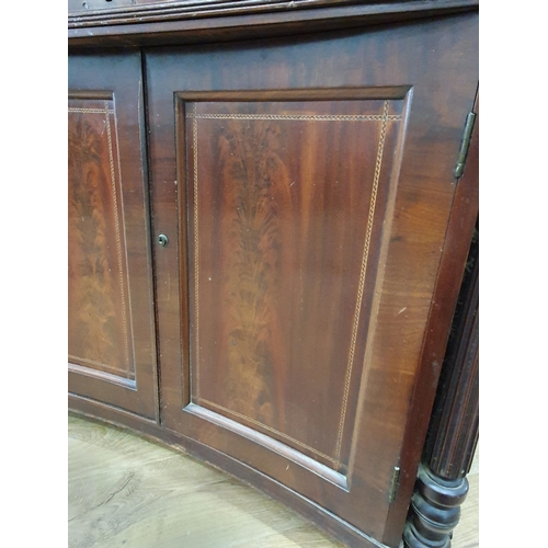 610 - A 19th Century mahogany Bureau with chequered banding, the interior fitted drawers and pigeon holes ... 