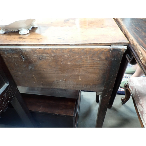 613 - An 18th Century Shropshire elm Dresser Base fitted three drawers on squared supports with shaped fri... 