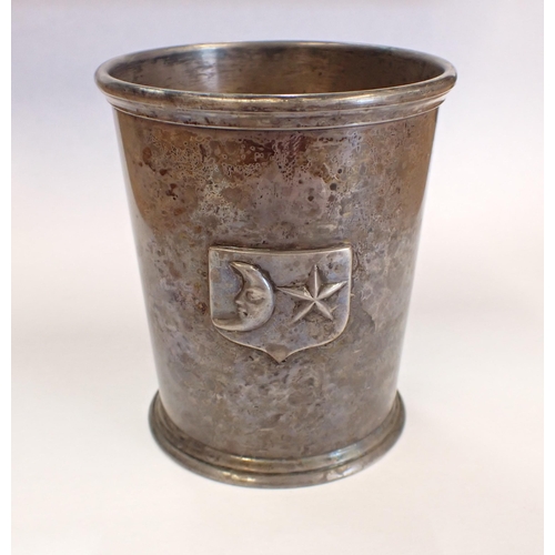 62 - A STERLING silver Beaker with applied crescent moon and star decoration, marked B KIESELSTEIN-CORD, ... 