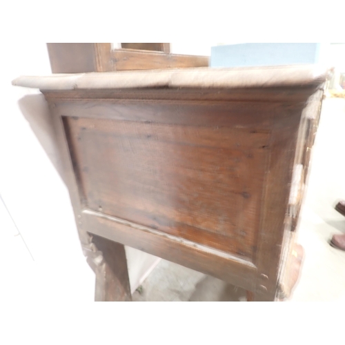 637 - A late 17th Century oak Dresser and Rack the base fitted three moulded drawers divided by lozenge bo... 