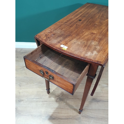 641 - A 19th Century mahogany and crossbanded Pembroke Table with butterfly drop leaves, fitted frieze dra... 