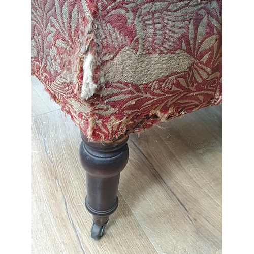 648 - A 19th button upholstered Chair with William Morris fabric, oriole birds, branches and leafage desig... 