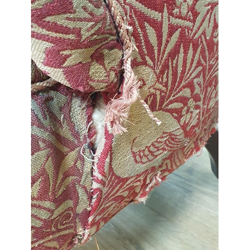 648 - A 19th button upholstered Chair with William Morris fabric, oriole birds, branches and leafage desig... 