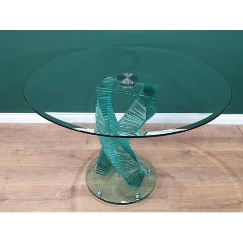 666 - A Danny Lane design glass double helix Table with circular top and base, 3ft 5 1/2in Diam.