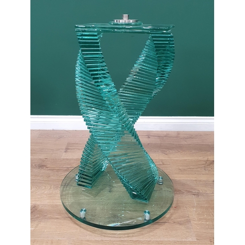 666 - A Danny Lane design glass double helix Table with circular top and base, 3ft 5 1/2in Diam.