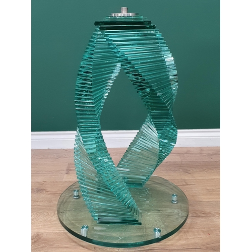 666 - A Danny Lane design glass double helix Table with circular top and base, 3ft 5 1/2in Diam.