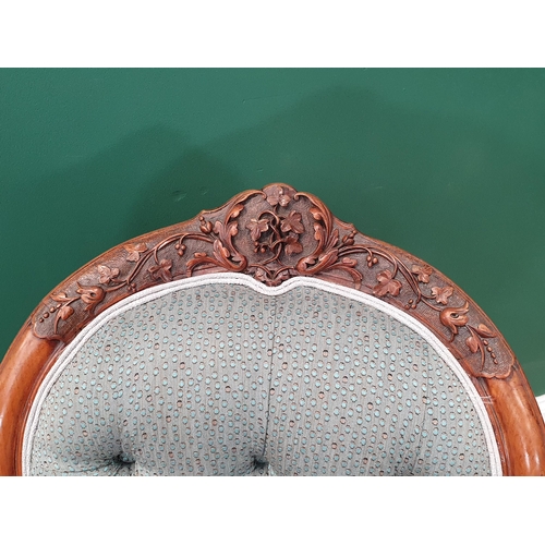 669 - A 19th Century walnut Salon Suite in the manner of Waring and Gillow with leafage carved cresting ra... 