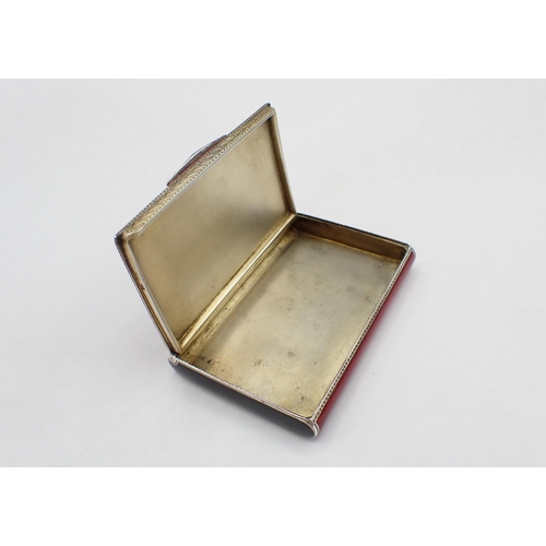 71 - A 1920's Continental silver and red enamel Cigarette Case with starburst design to lid, maker; PNV?,... 