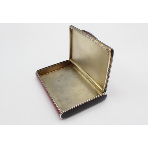 71 - A 1920's Continental silver and red enamel Cigarette Case with starburst design to lid, maker; PNV?,... 