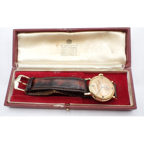 92 - A gentleman's New Ardath Incabloc Wristwatch the copper coloured dial with roman numerals at quarter... 