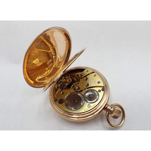 95 - A 9ct gold cased Hunter Pocket Watch by J W Benson London, the white enamel dial with roman numerals... 