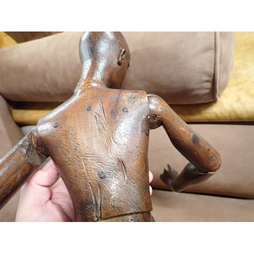 474 - A 19th Century Lay Figure with well carved face and working ball sockets 2ft 2in H