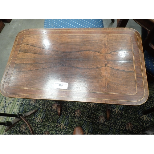 585 - A 19th Century Nest of three rosewood and satinwood strung Occasional Tables with rounded corners mo... 