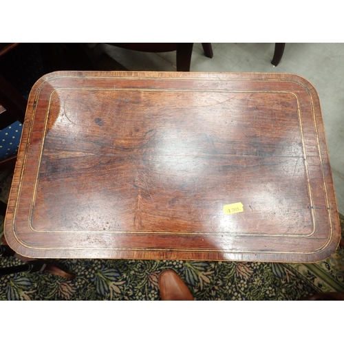 585 - A 19th Century Nest of three rosewood and satinwood strung Occasional Tables with rounded corners mo... 