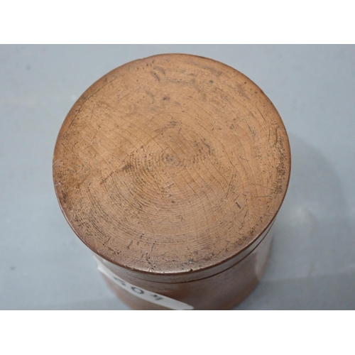 409 - A turned boxwood Box with threaded domed cover, cork lined, marked S. Maw & Sons of London, 3½in dia... 