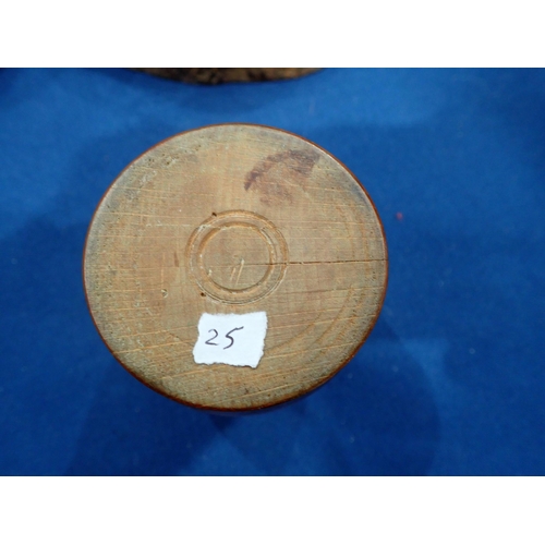 425 - A red coloured barrel-shaped Box and Cover, the base inscribed John Moon, 1799, 2¾in H, a cylindrica... 