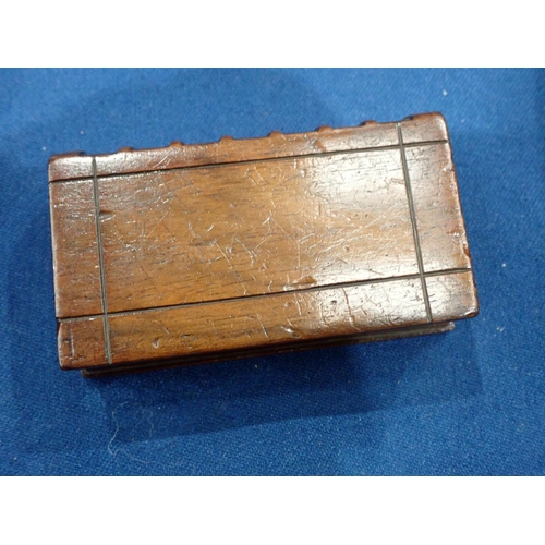 434 - A Collection of eleven rectangular wooden Snuff Boxes including a chip-carved rounded rectangular Bo... 