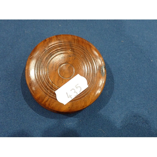 435 - A Collection of six circular wooden Snuff Boxes including a Tunbridge ware Box with geometric design... 