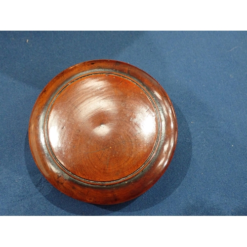 435 - A Collection of six circular wooden Snuff Boxes including a Tunbridge ware Box with geometric design... 