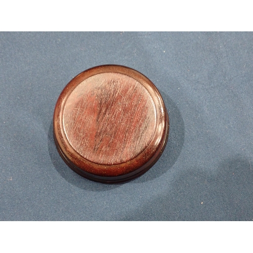 435 - A Collection of six circular wooden Snuff Boxes including a Tunbridge ware Box with geometric design... 