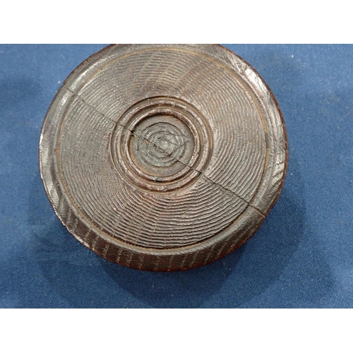 436 - A Collection of six circular Snuff Boxes including an oak engine turned Box, the interior inscribed ... 