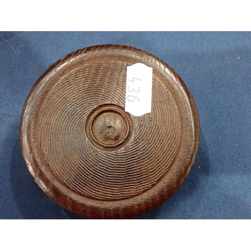 436 - A Collection of six circular Snuff Boxes including an oak engine turned Box, the interior inscribed ... 