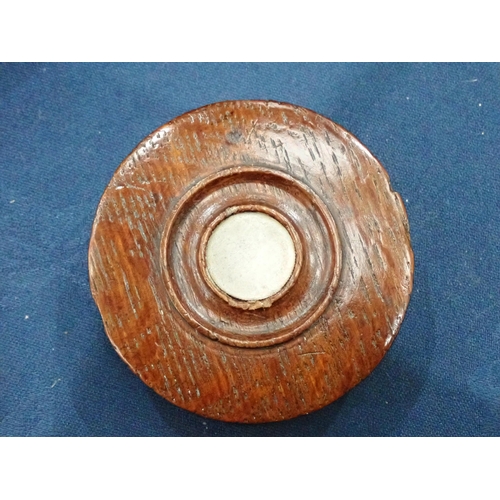 436 - A Collection of six circular Snuff Boxes including an oak engine turned Box, the interior inscribed ... 