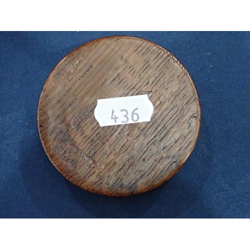 436 - A Collection of six circular Snuff Boxes including an oak engine turned Box, the interior inscribed ... 