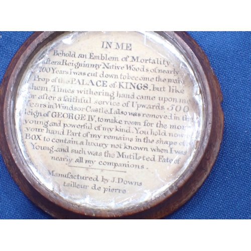 436 - A Collection of six circular Snuff Boxes including an oak engine turned Box, the interior inscribed ... 