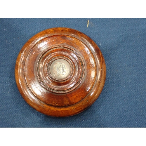 436 - A Collection of six circular Snuff Boxes including an oak engine turned Box, the interior inscribed ... 