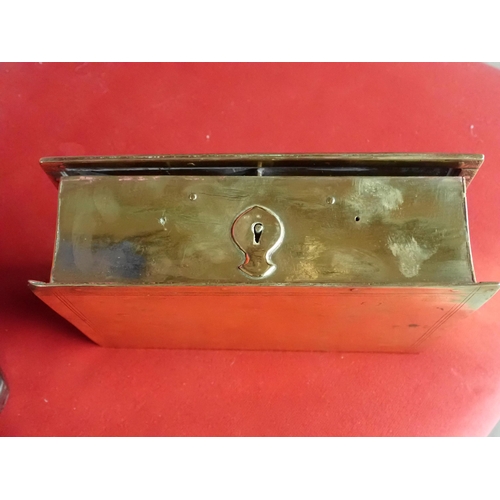 483 - A Queen Anne metal Tobacco Box with indistinct engraved name and dated 1703, 4in W, an antique brass... 