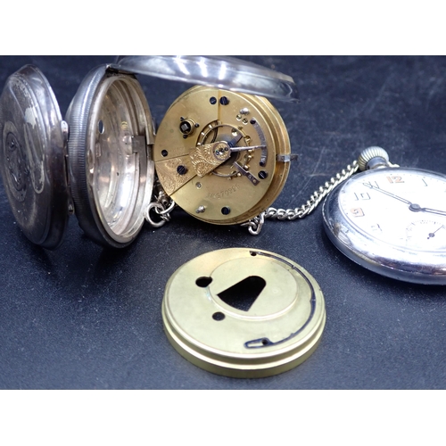 100 - A Victorian silver cased Pocket Watch, Chester 1900, white metal chain and Damas Pocket Watch milita... 