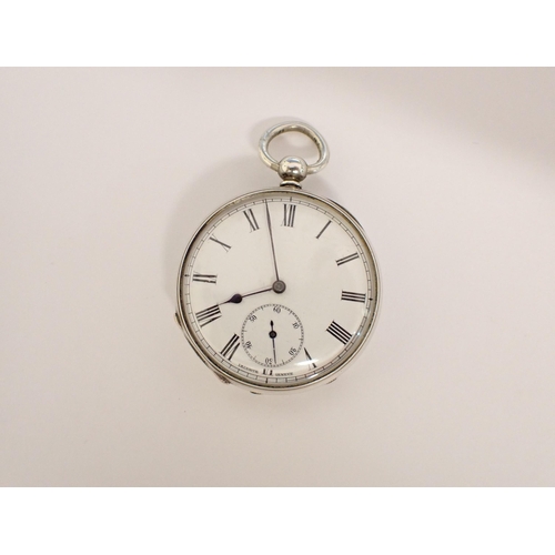 151 - An open faced, key wind Pocket Watch by Le Comte, Geneve. the white enamel dial with roman numerals ... 