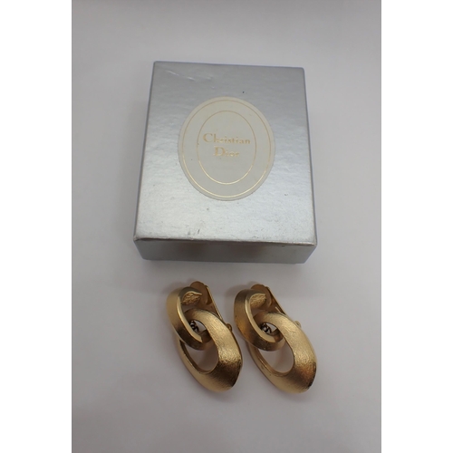 159 - A pair of vintage Christian Dior gilt metal Ear Clips, marked Chr.Dior GERMANY, in original box