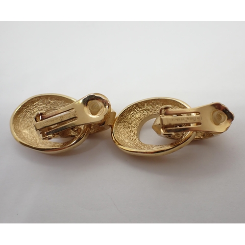 159 - A pair of vintage Christian Dior gilt metal Ear Clips, marked Chr.Dior GERMANY, in original box