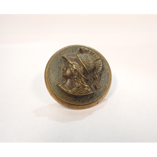 198 - A metal Boss with head Ares of in relief, 45mm diameter