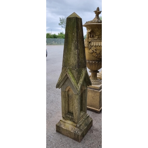 241 - A reconstituted stone Gothic Style sectional Obelisk (four sections), 70