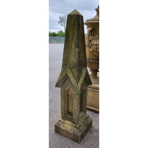 241 - A reconstituted stone Gothic Style sectional Obelisk (four sections), 70