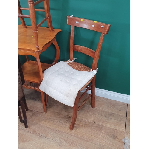 260 - An ash two tier Occasional Table, a pair of rush seated Chairs, a cane seated Chair, a Sutherland Ta... 