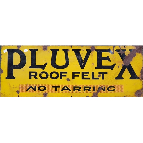 266 - A Pluvex Roof Felt Advertising Enamel Sign, black and red on yellow ground, 18