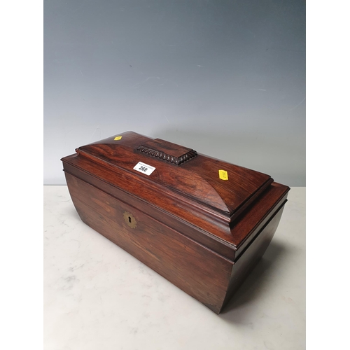 268 - A 19th Century rosewood Tea Caddy with interior lidded compartments and possibly later central glass... 