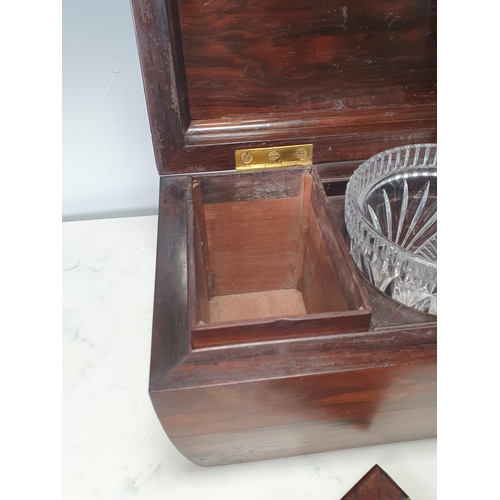 268 - A 19th Century rosewood Tea Caddy with interior lidded compartments and possibly later central glass... 