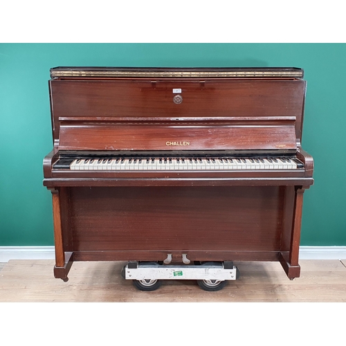 27 - A Mahogany Upright Piano by Challen.