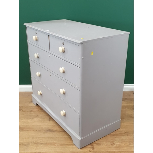 271 - A grey painted Chest of two short and three long graduated Drawers, 3ft 2