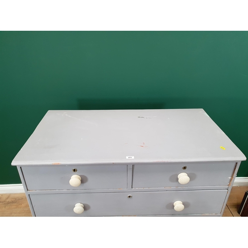 271 - A grey painted Chest of two short and three long graduated Drawers, 3ft 2