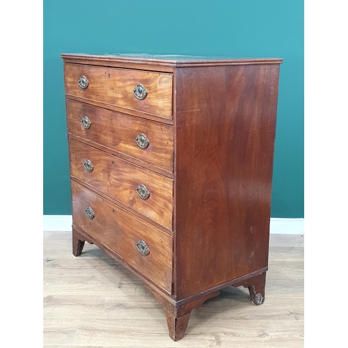 273 - A mahogany Chest of four long graduated Drawers raised on bracket feet, 3ft 7